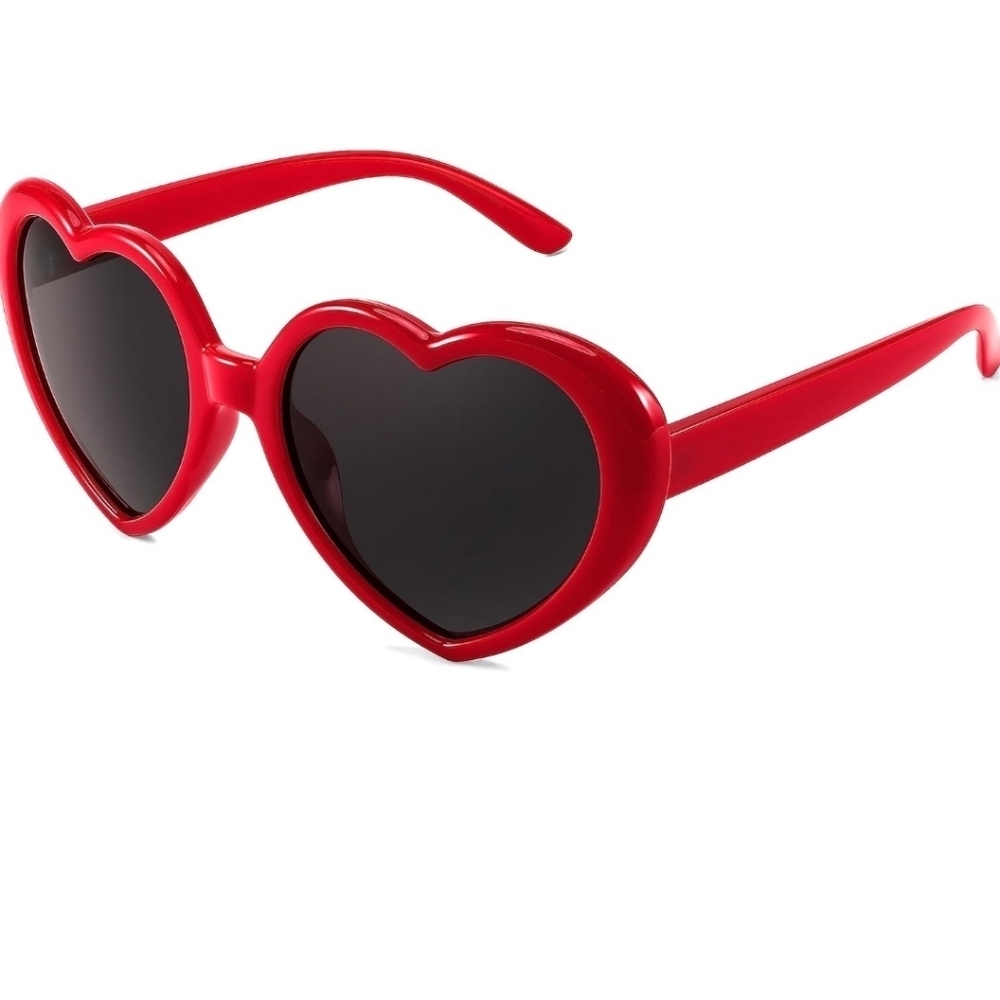 New! 2 pairs sunglasses red and blue frame love heart summer spring women's - Picture 4 of 6